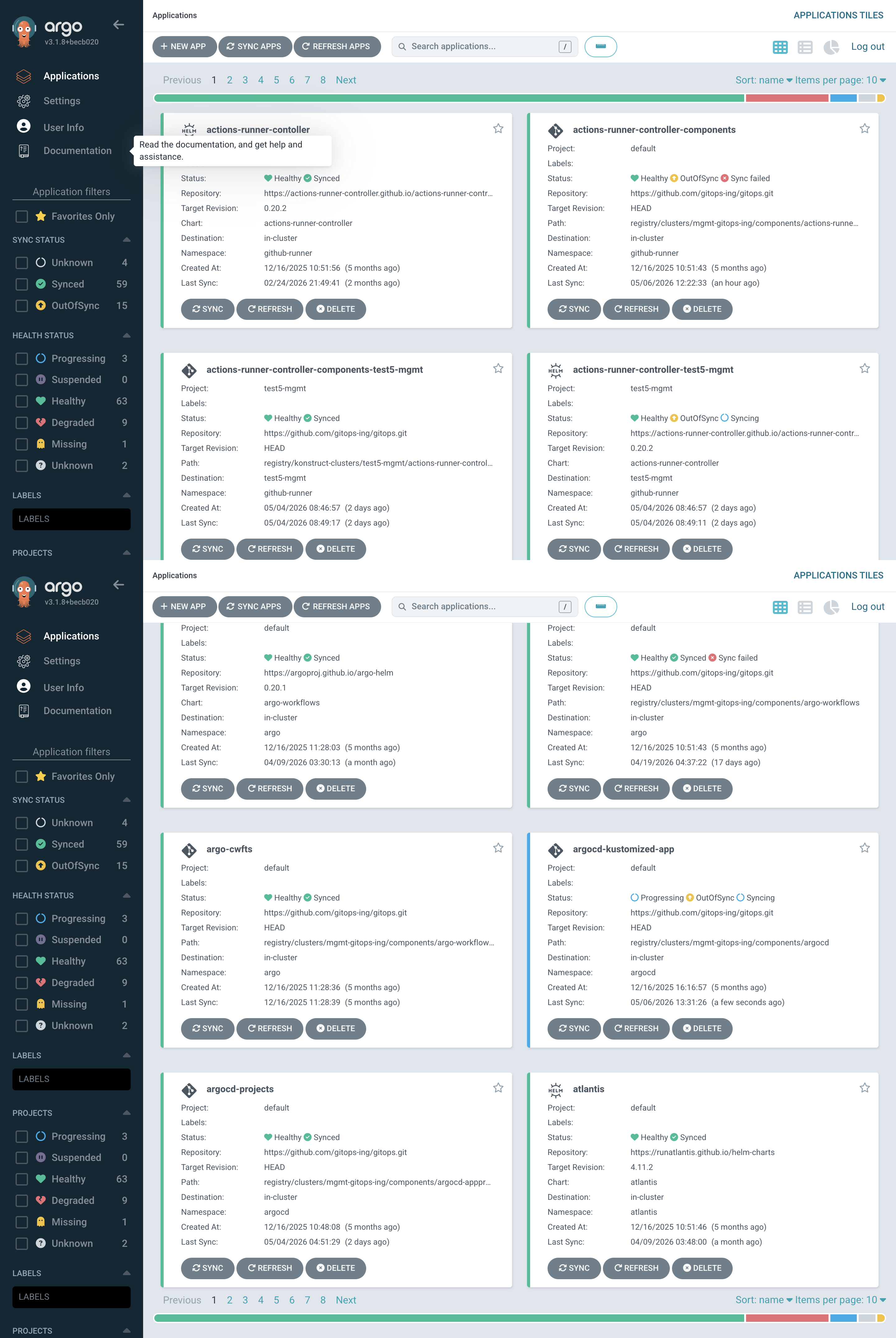 Argo CD konstruct-clusters application
