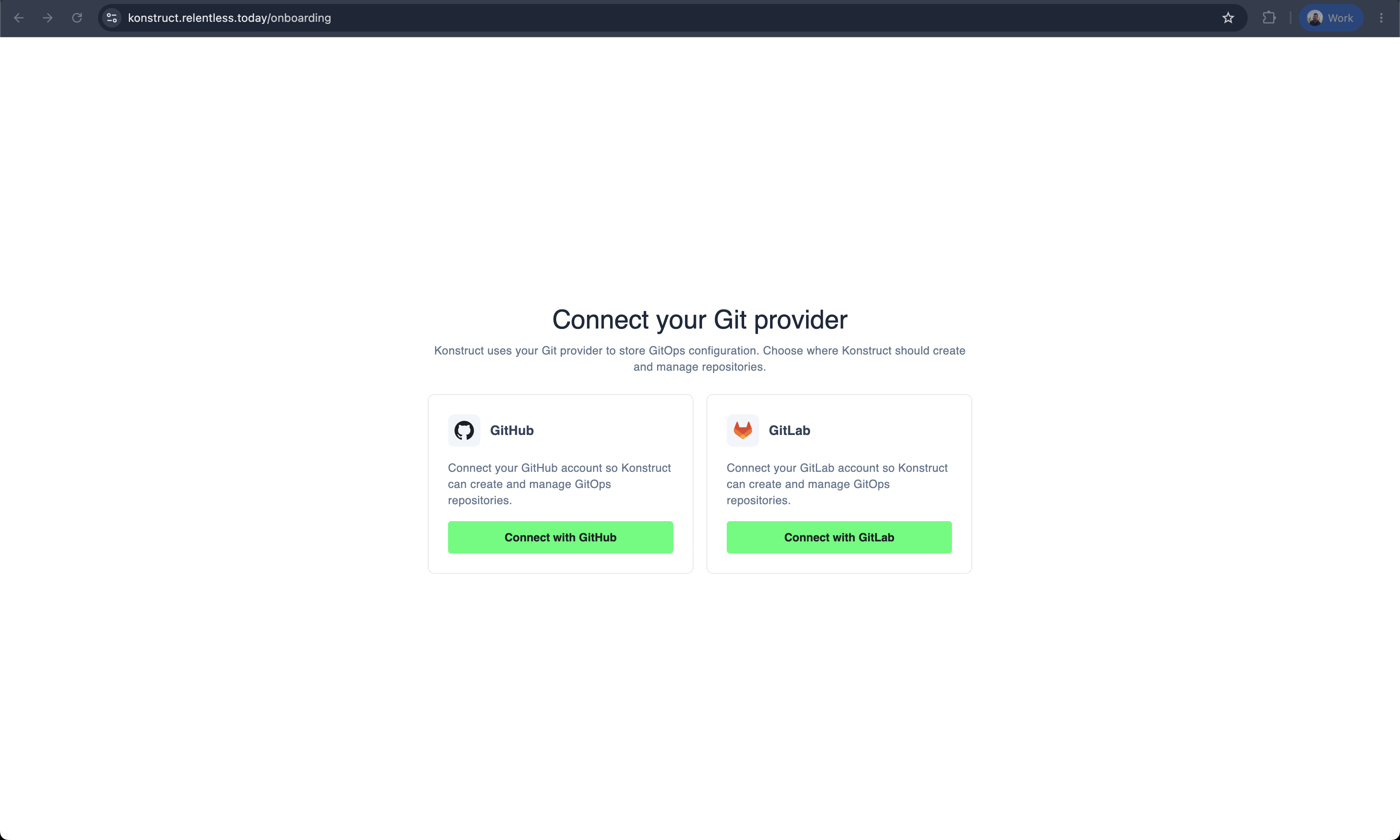 Connect your Git provider — choose GitLab