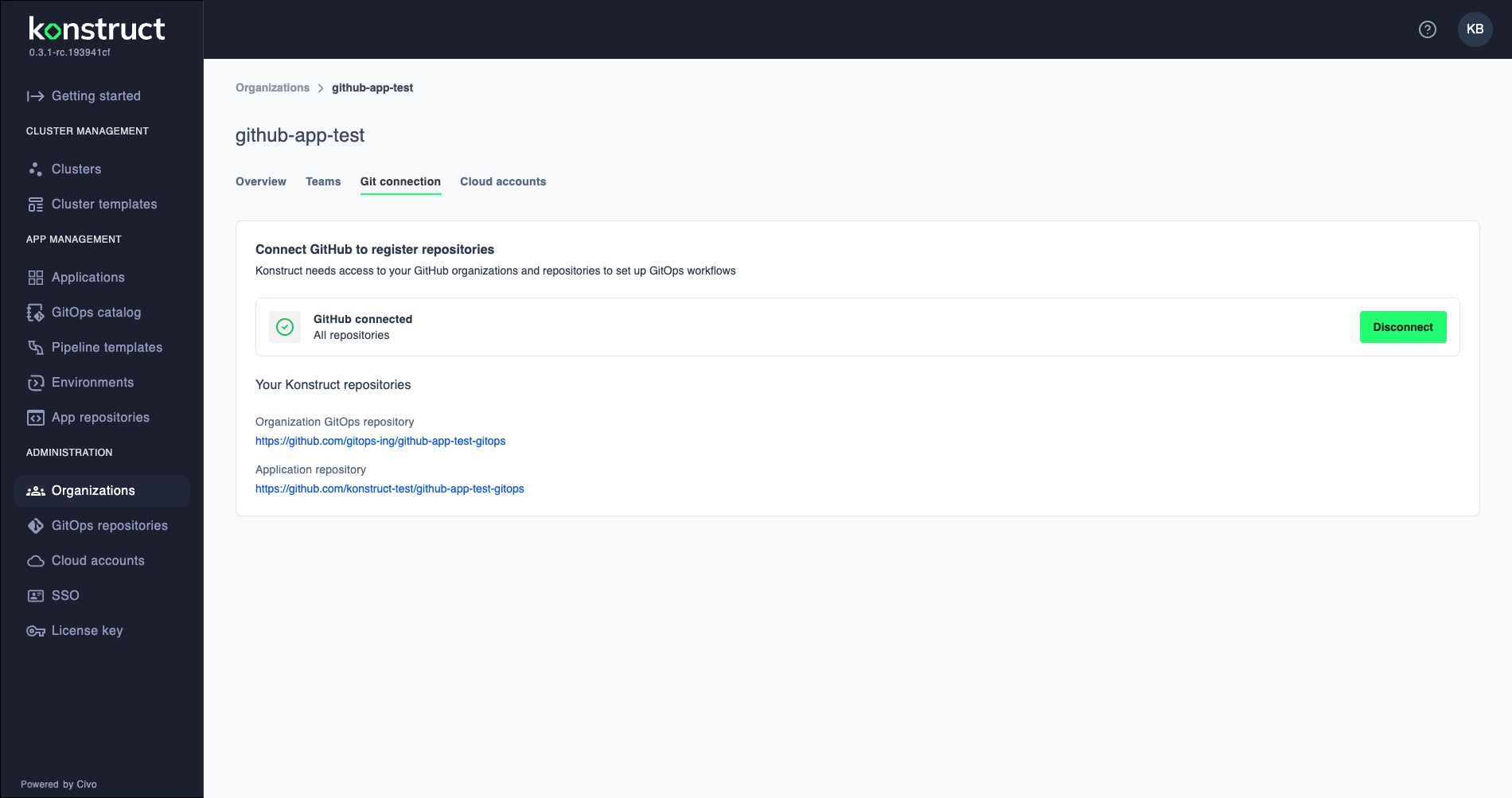 GitHub App connected confirmation