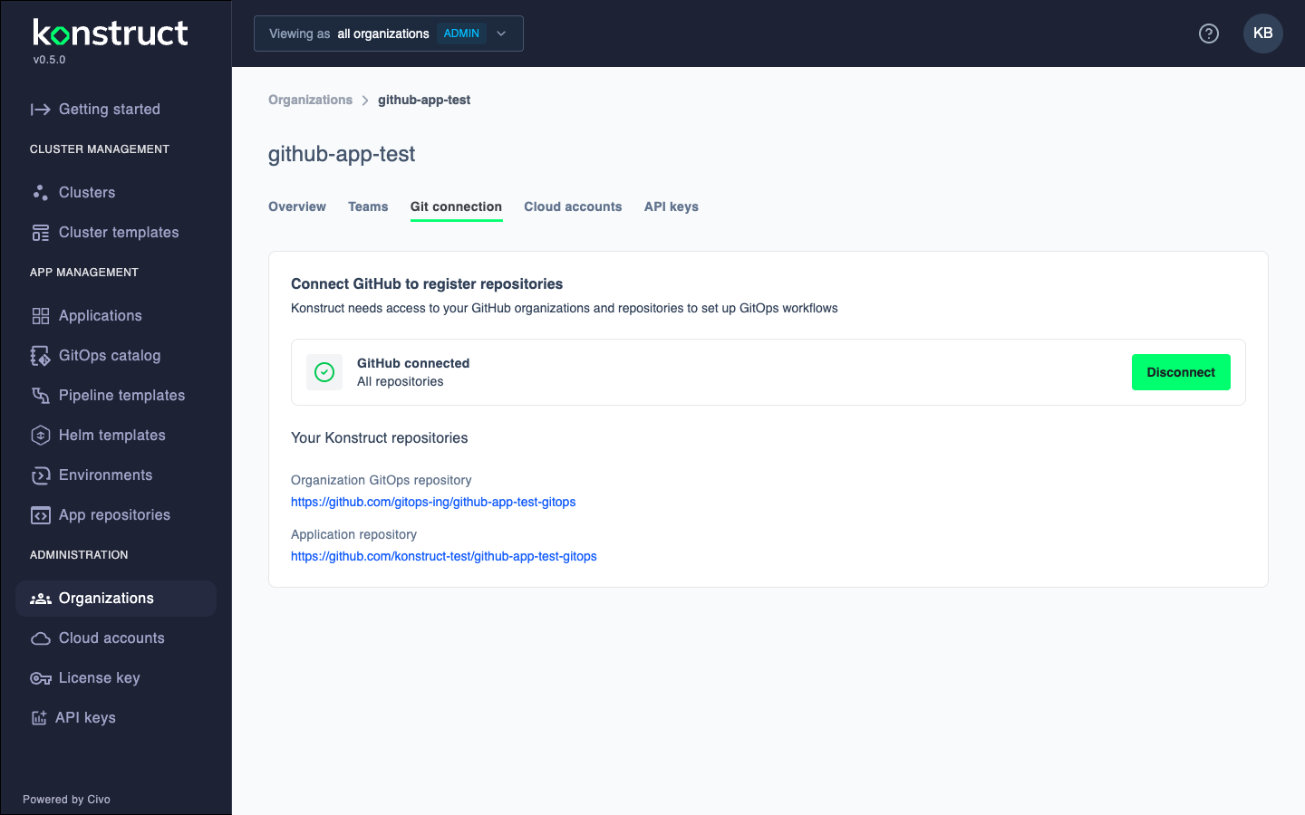GitHub App connected confirmation
