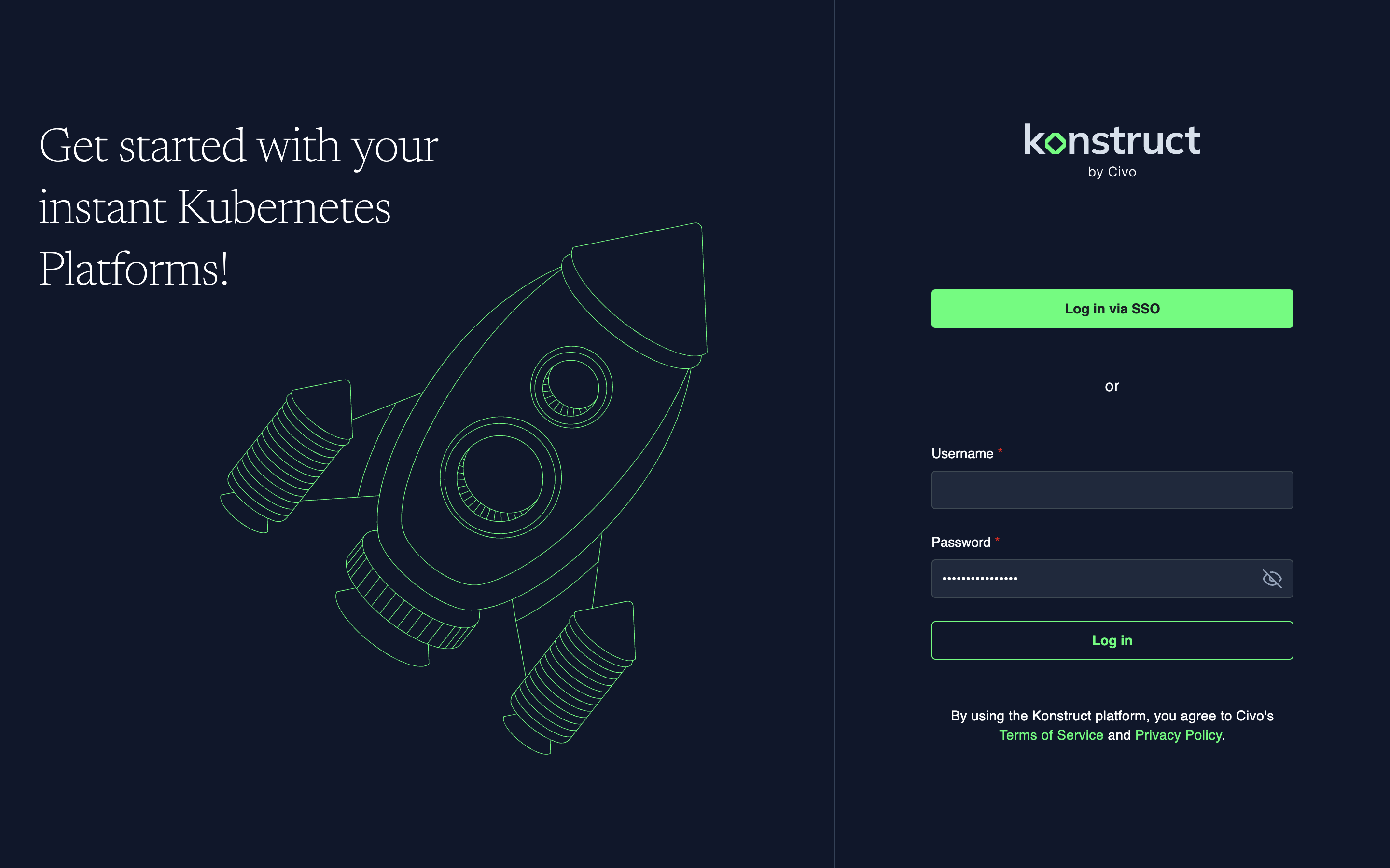 Konstruct Login Page
