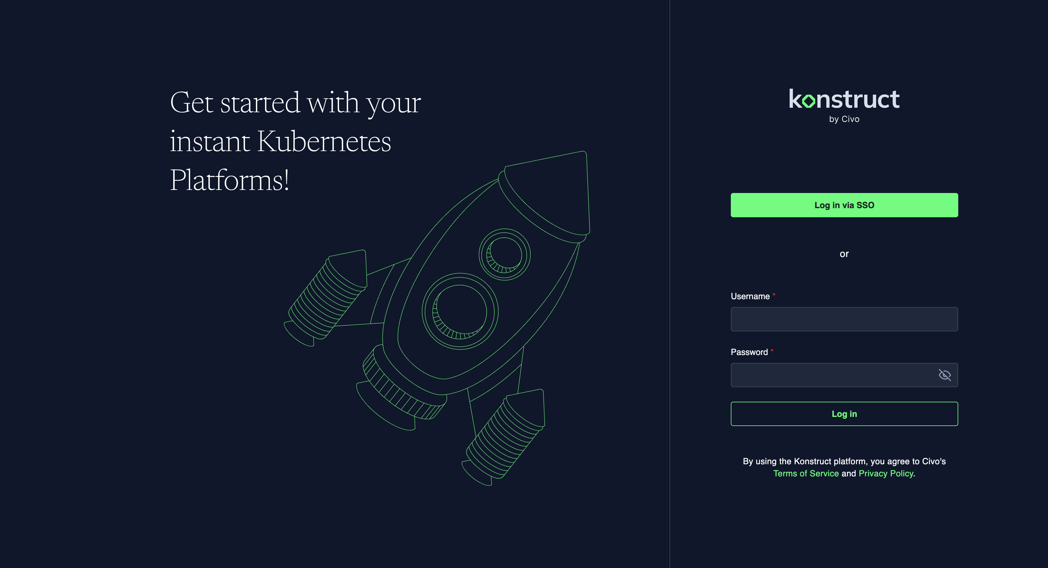 Konstruct Login Page