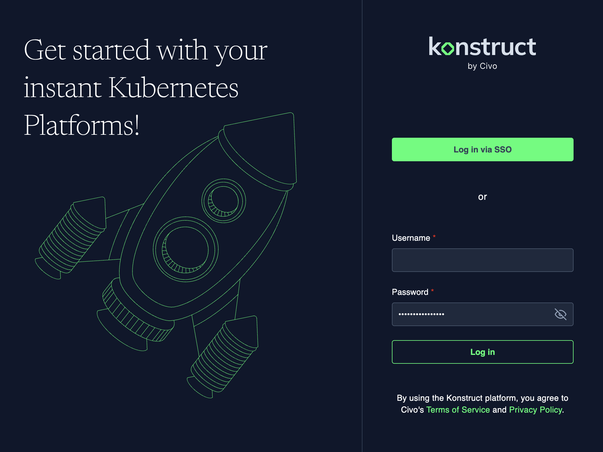 Konstruct Login Page